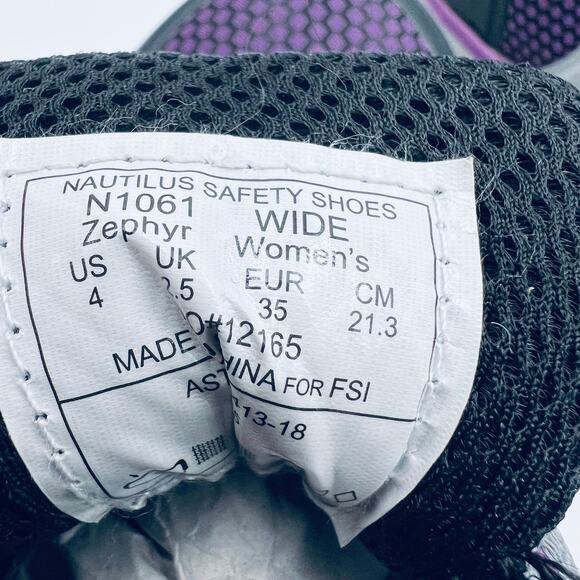 Nautilus Safety Footwear Zephyr CT Grey Purple Women's Size 4 D Wide New w Box - Picture 9 of 12
